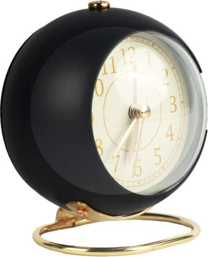 Vintage analog vekkerklokke (svart), lydløs metallvekkerklokke, høy nattvekkerklokke, batteridrevet, for soverom, kjøkken, kontor