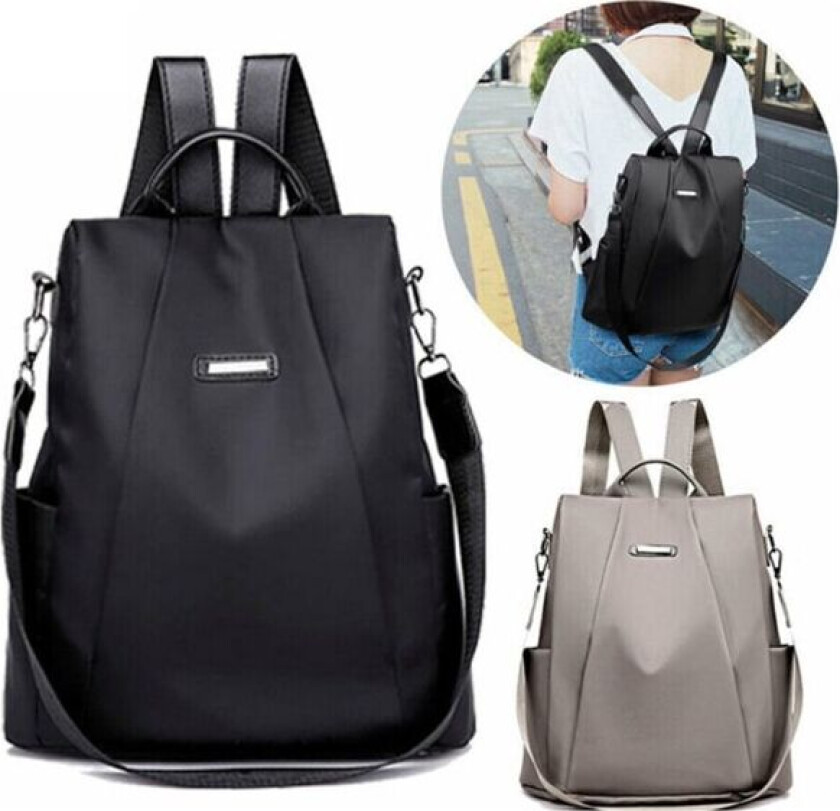 Tyverisikker ryggsekk Vanntett ryggsekk Skulderpose SVART