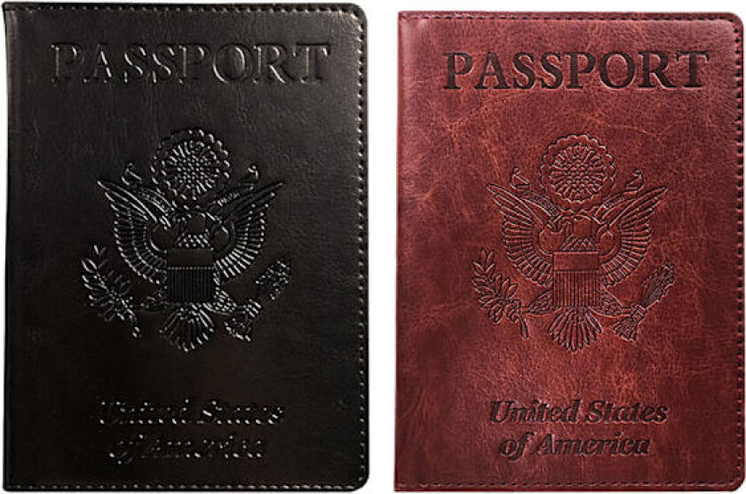 2-pakks Pass- og Vaksinekortholders Combo, PU Lær Passlommebok Passdeksel Etui for Kvinner Menn