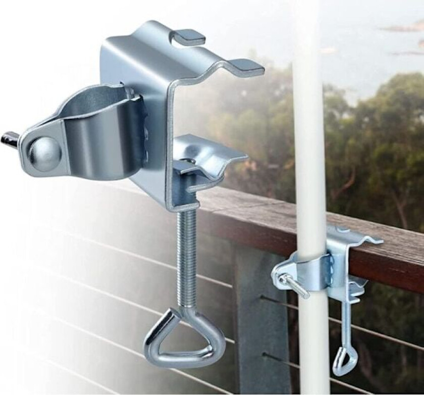 Parasollfot, Parasollklemme for Bord, Bordklemme for Hageparasoller, Metall Parasollfot for Balkong, Parasoll, Strand, Fiske, Terrasse, Balkong