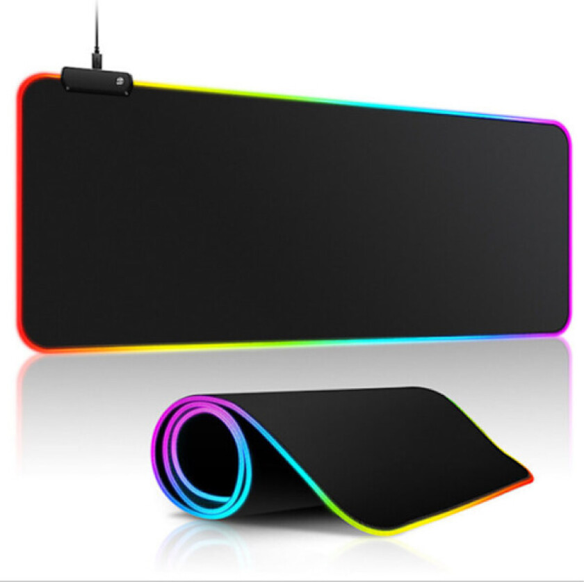 RGB Gaming Musematte 800×300×4mm Tykk Utvidet Gaming Muse- og Tastaturmatte med Sklisikker Gummibase med 7 Lysmoduser