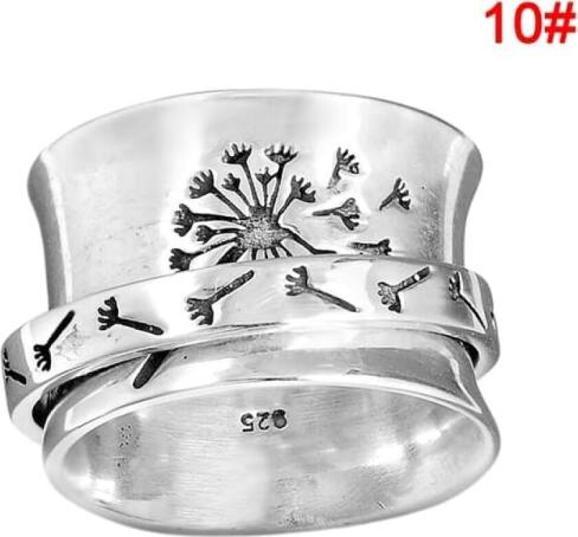 Antistressring for kvinner og menn - Løvetann Fidget Spinner Ring - spottsalg 10# 19.9mm