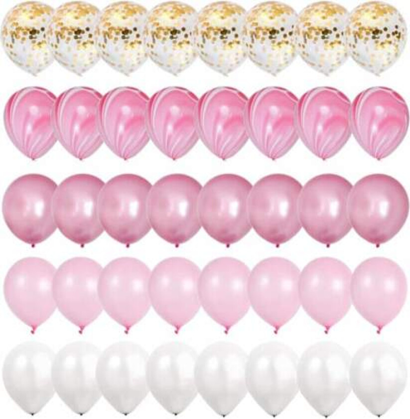 40-pakning Ballonger Rosa Gull Konfettiballonger 31cm Bursdag rosa