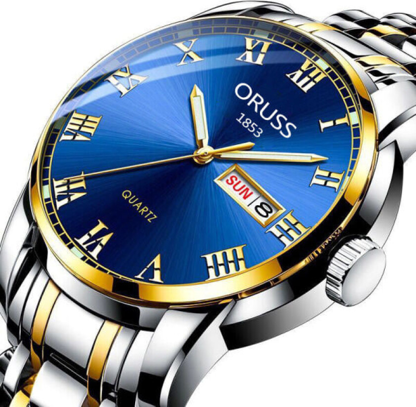 Automatisk Mekanisk Klokke Herre Kalender Selvlysende Vanntett Rundt Vanlig Glass Speil Armbåndsur