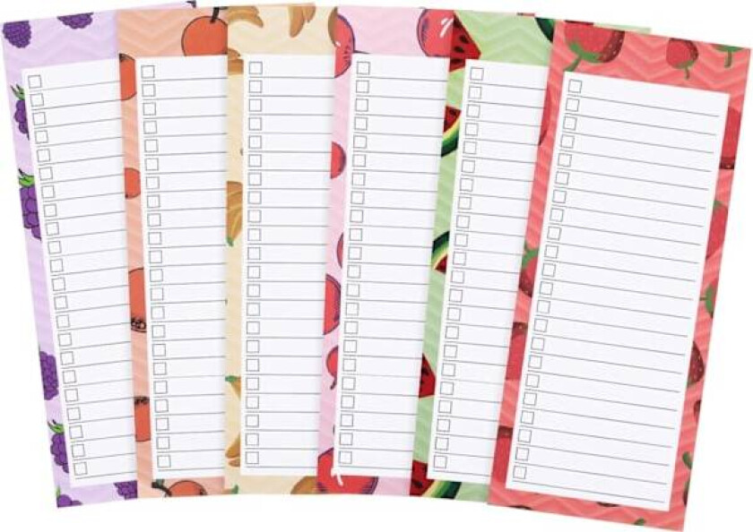 6 Pakke Magnetisk Handleliste Blokk for Kjøleskap, 300 Riv Av Notatblokker, Frukt Tema Design Liten Notatbok, Daglig Planlegger, Punch-in Notat, Memo Liste, Oppgaveliste
