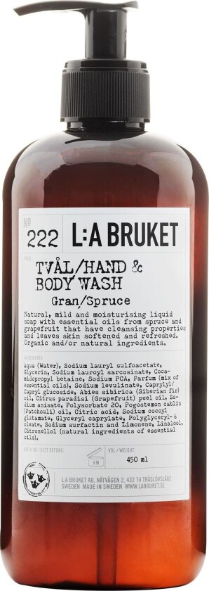 L:a Bruket 222 Hand & Body Wash Spruce (Størrelse: 450 ML)
