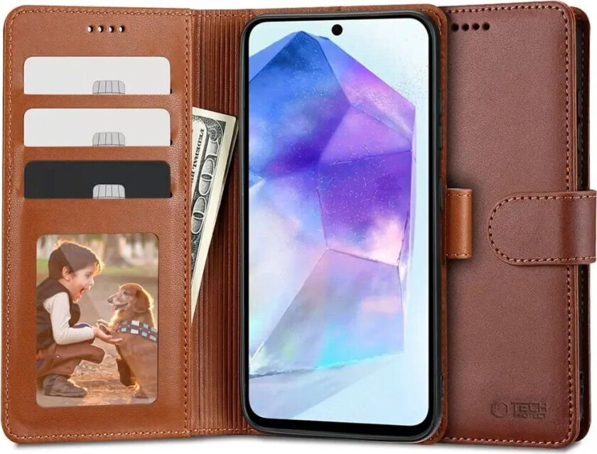 Tech-Protect Samsung Galaxy A55 (5G) Tech-Protect Flip Deksel med Lommebok - Brun