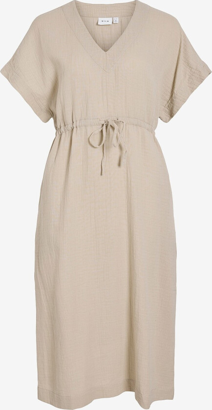 Kjole viLania V-neck S/S Midi - Grå