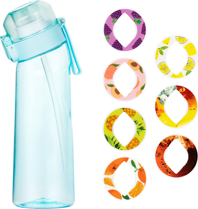 Smaksatt Vannflaske Med 7 Smakskapsler Luft Vann Opp Flaske Frostet Svart 650ml Luft Starter Opp Sett Vannkopp For Camping Sport