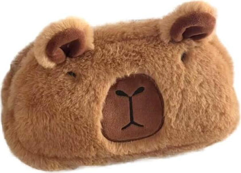 Plysj pennal, dyrepenn, kapibara pennal søte skolemateriell veske, liten fluffy glidelåsveske pennal arrangør