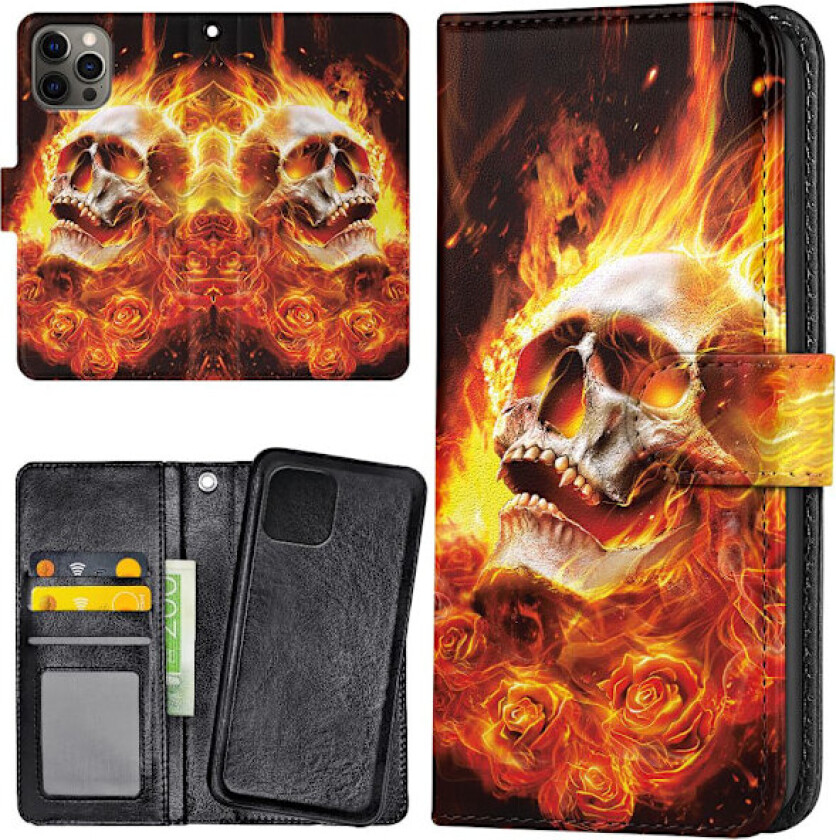 iPhone 16 Pro Max - Lommebok Deksel Burning Skull