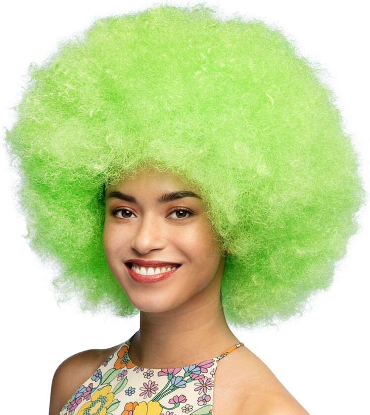 Fluffy Neongrønn Parykk - One size