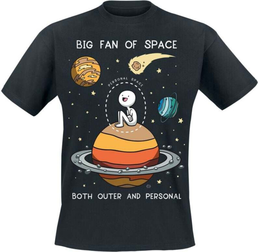 Fun T-skjorte - Big Fan of Space - S til XXL - Herrer - svart