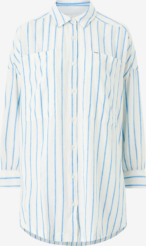 Kjole i lin Relaxed Shirt Dress - Hvit