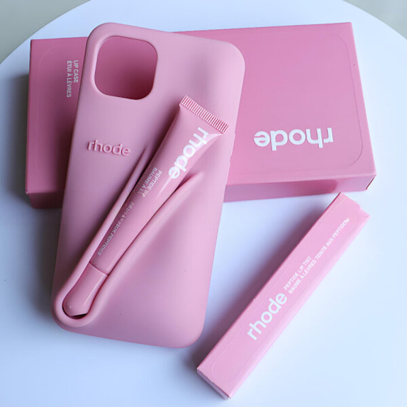 iPhone Silikondeksel med Lipglossholder, Kompatibel, 9 farger - Rhode 2-i-1