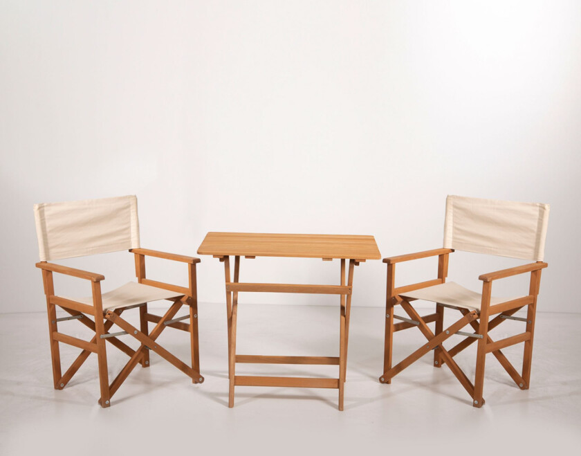 MYR03 Hagebord og stolsett (3 deler), kremfarget