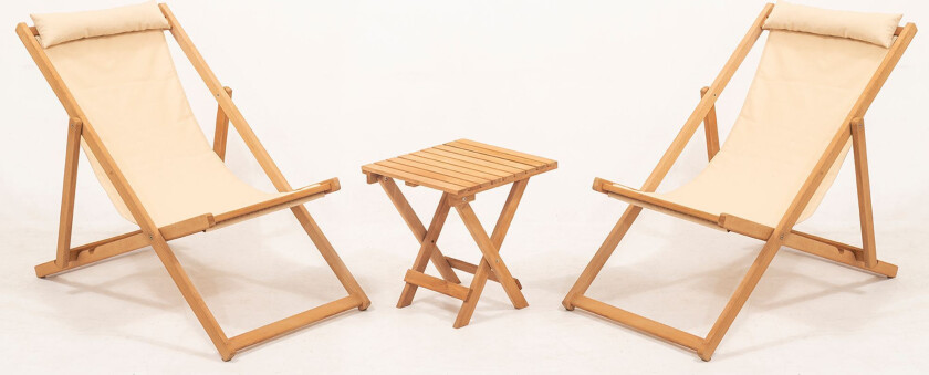 MYN03 Hagebord og stolsett (3 deler), kremfarget