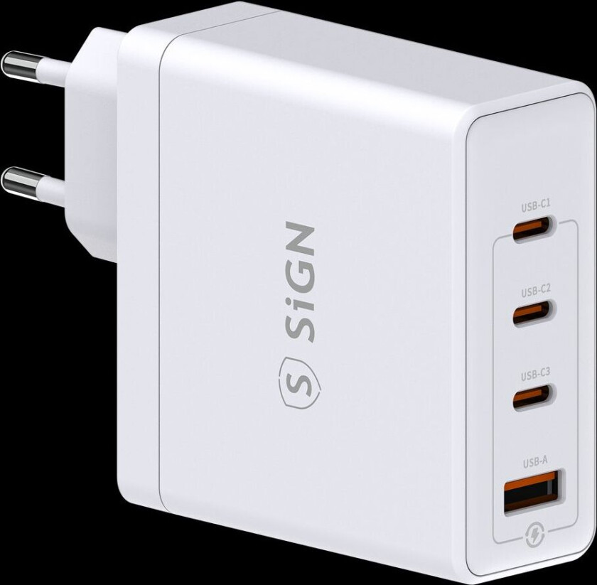 Hurtig Vegglader 140W 3x USB-C / 1x USB-A - Hvit