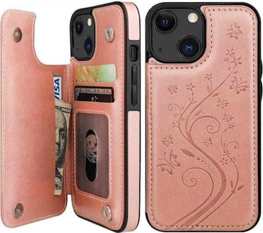 iPhone 13 Mini Støtsikkert Deksel Kortholder 3-ROM Flippr V2 Roségull(PA)