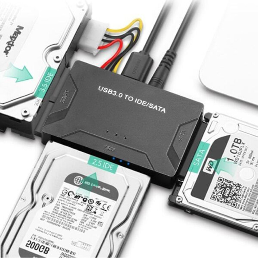 Bilde av USB IDE Adapter USB 3.0 til SATA IDE Harddisk Konverter Combo