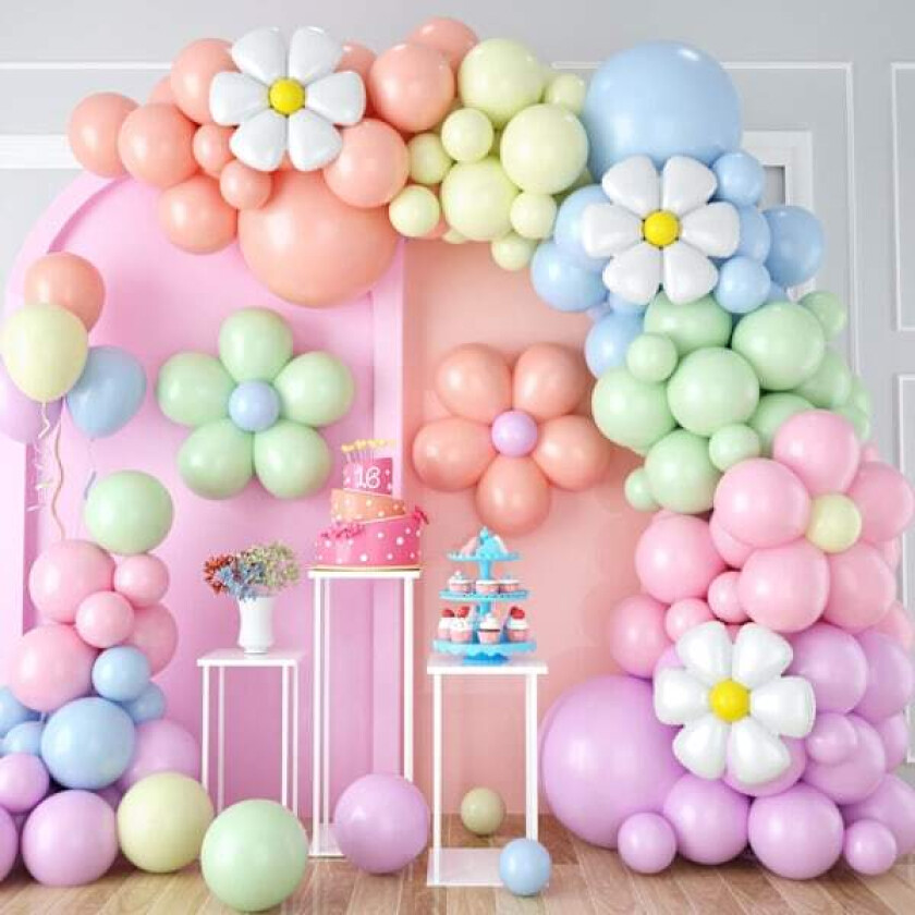 Daisy Ballongbue Garland Kit, Retro Hippie Boho Macaron Pastell Ballonger Garland Blomsterballonger For Bursdag Baby Shower