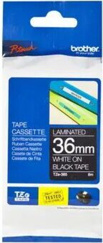Tape 36mm Tze-365 Hvit/svart