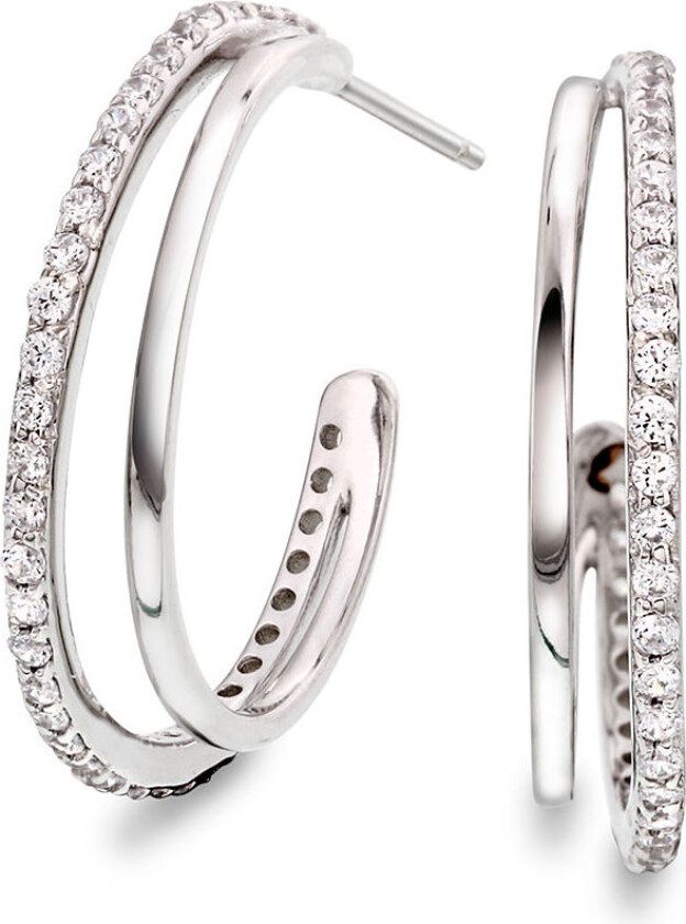 , Øreringer i 925 sølv med zirkonia