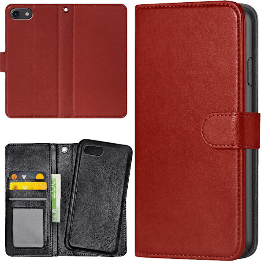 iPhone 16e - Lommebok Deksel Mørkrød