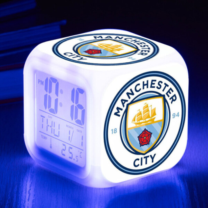 Sports Club Fotball LED Vekkerklokke Lysende Digital Klokke 7 Farger Klokke Mini Barn Sengeside Vekkerklokke
