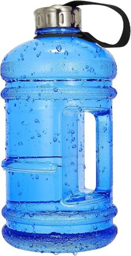 Halv gallon stor vannflaske, 2,2L/73 OZ stor lekkasjesikker sportskanne med håndtak, stor BPA-fri PETG plast bred munn drikkebeholder flaske