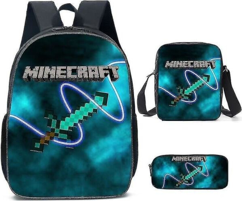 Minecraft skolesekker for grunnskolen og videregående skole Minecraft Game Peripheral ryggsekk i tre sett K