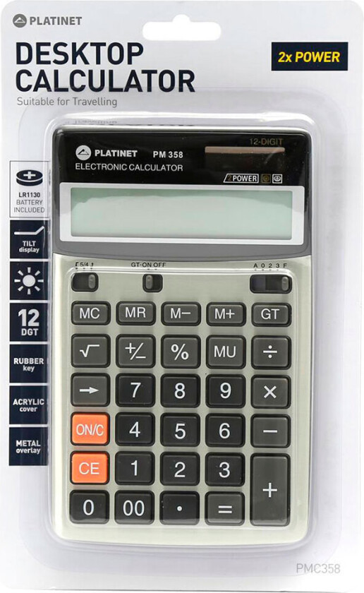 PMC358 Lommeregner med solcelle (12 cifre)