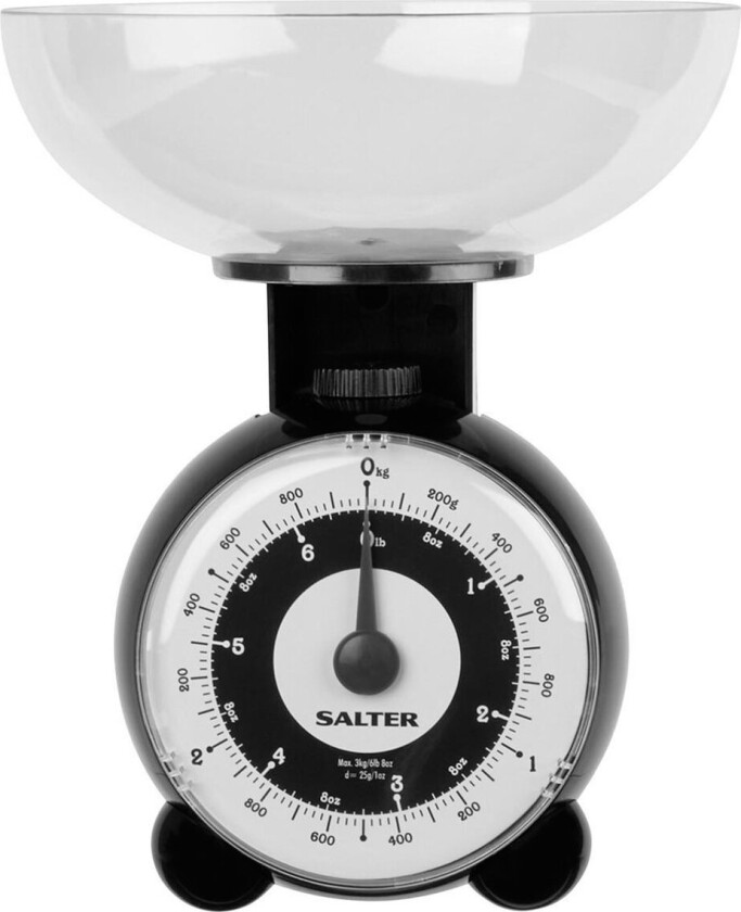 139 BKFEU16 Orb Analog Kjøkkenvekt m/skål (3kg) Svart