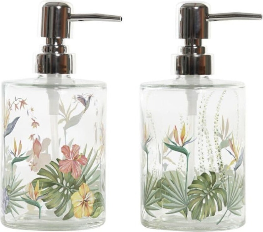 Såpedispenser DKD Home Decor Tropisk Krystall Flerfarget ABS (10 x 8 x 17 cm) (2 enheter)