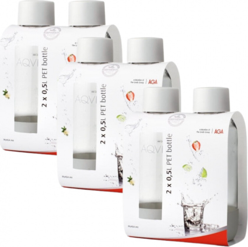 6-pack AGA AQVIA "on-the-go" 0,5L, PET-flaska (Vit)