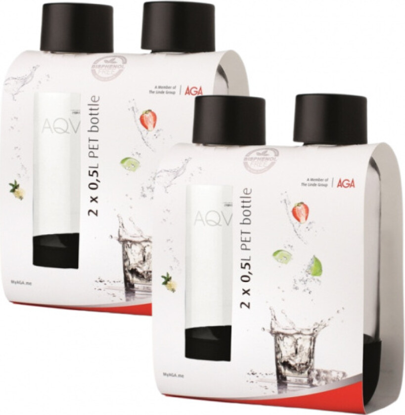 4-pack AGA AQVIA "on-the-go" 0,5L, PET-flaska (Svart)