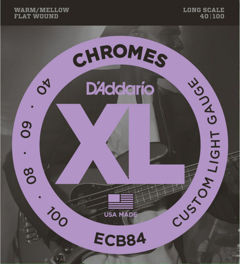 DAddario ECB84 Chromes Bass Guitar Strings Custom Light 40-100 Long