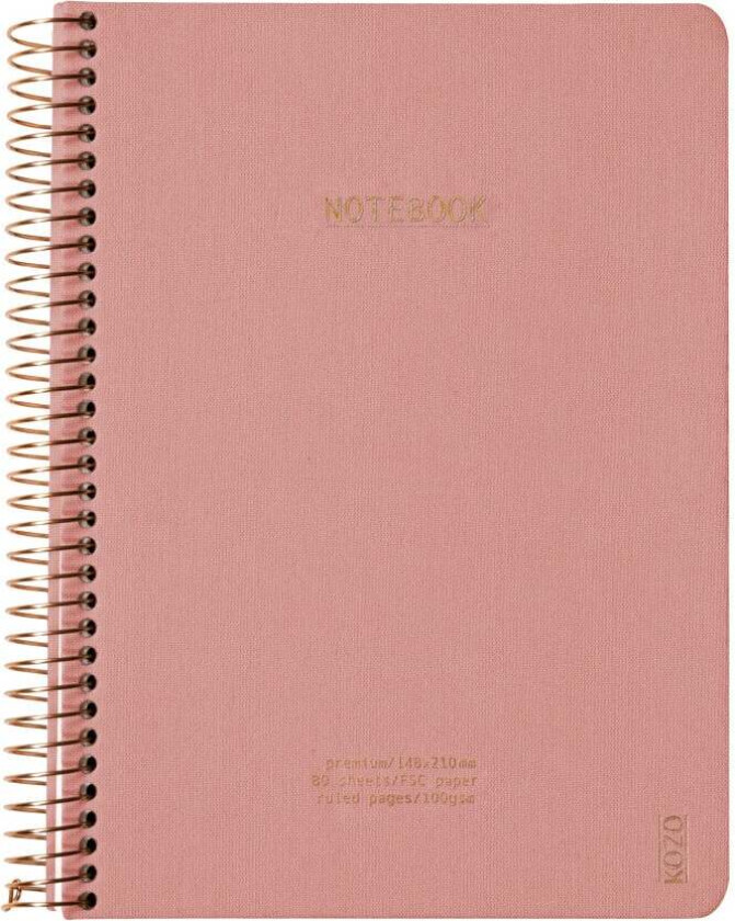 Notatbok m/spiral Kozo premium A5 Muted Blush