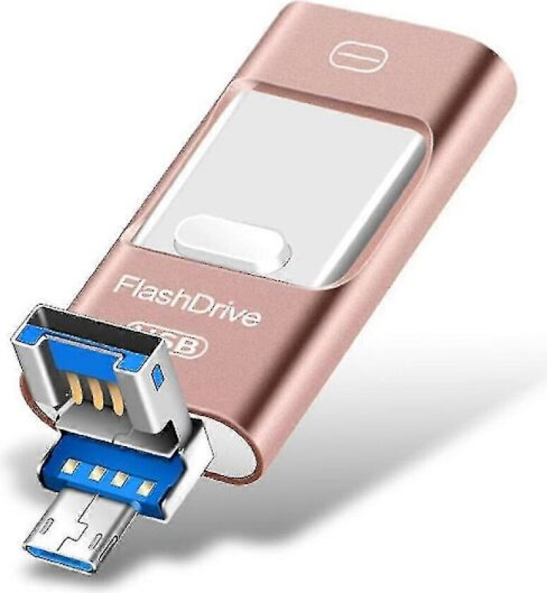 Flashminne for Iphone 128gb, 4-i-1 Usb C-Formet Minnepinne, Fotominne Ekstern Lagring Tommelstasjon for Iphone Ipad Android Datamaskin
