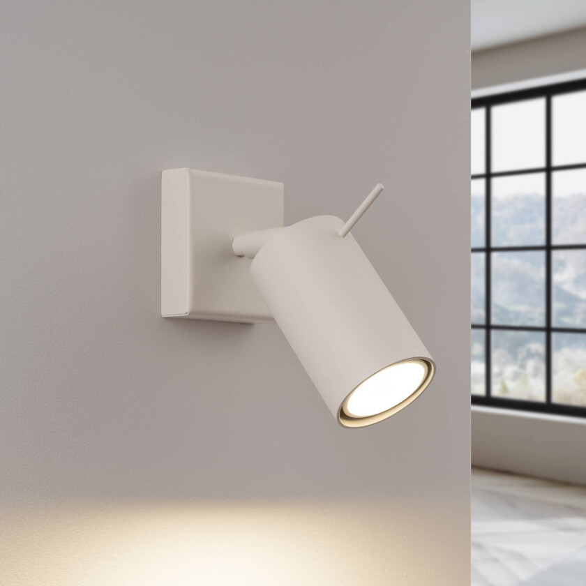 Ring veggspot, beige, utkraging 16 cm, stål