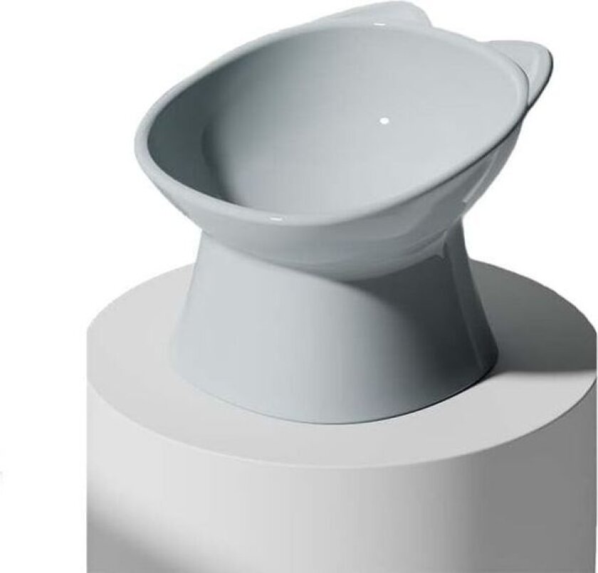 Grå ergonomisk opphøyet designskål til katt