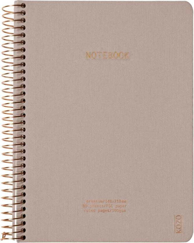 Notatbok m/spiral Kozo premium A5 Sand