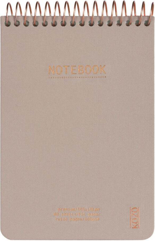 Notatbok m/spiral Kozo premium A6 Sand