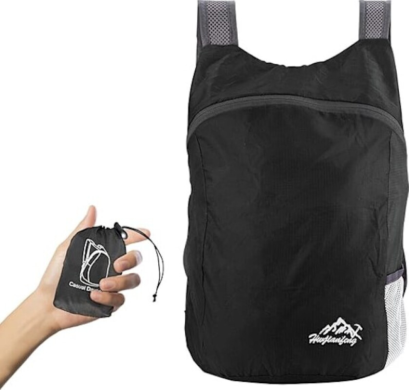 Ultra lett sammenleggbar ryggsekk, liten tursekk, slitesterk lett pakkbar ryggsekk for menn og kvinner, for utendørs sport og reiser