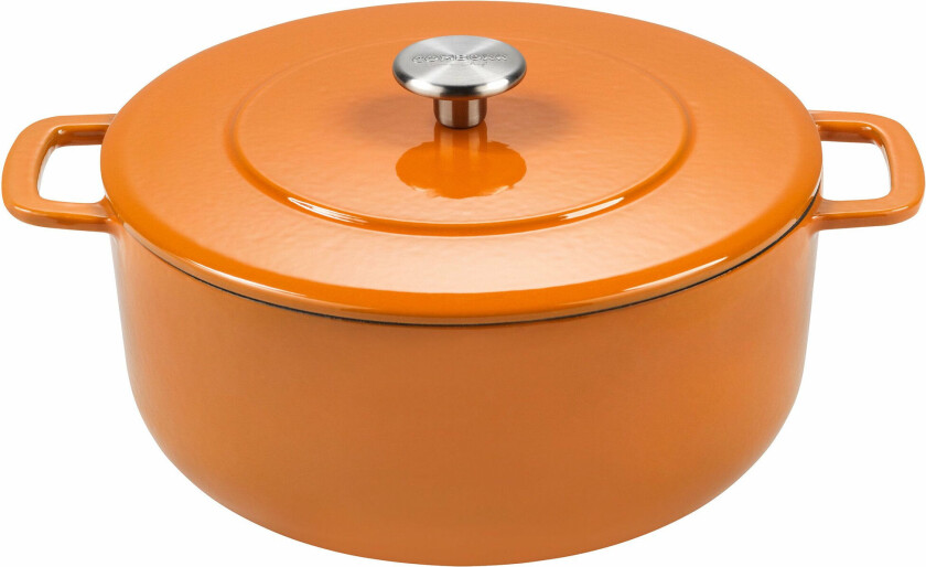 Gryte i støpejern emaljert 24 cm. oransje