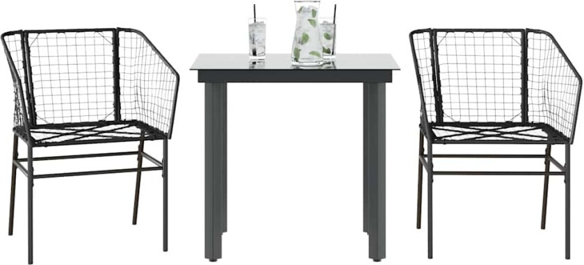 Hagespisegruppe 3 deler svart polyrotting glass