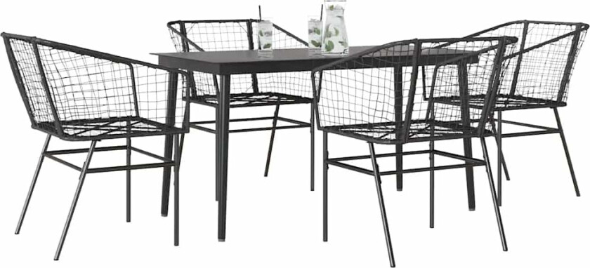 Hagespisegruppe 5 deler svart polyrotting glass