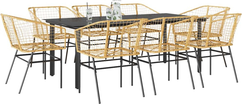 Hagespisegruppe 9 deler brun polyrotting glass