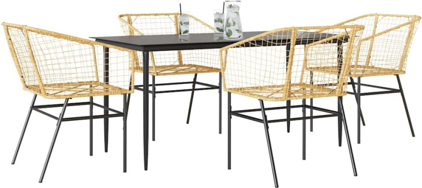 Hagespisegruppe 5 deler brun polyrotting glass