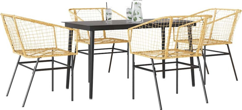 Hagespisegruppe 5 deler brun polyrotting glass